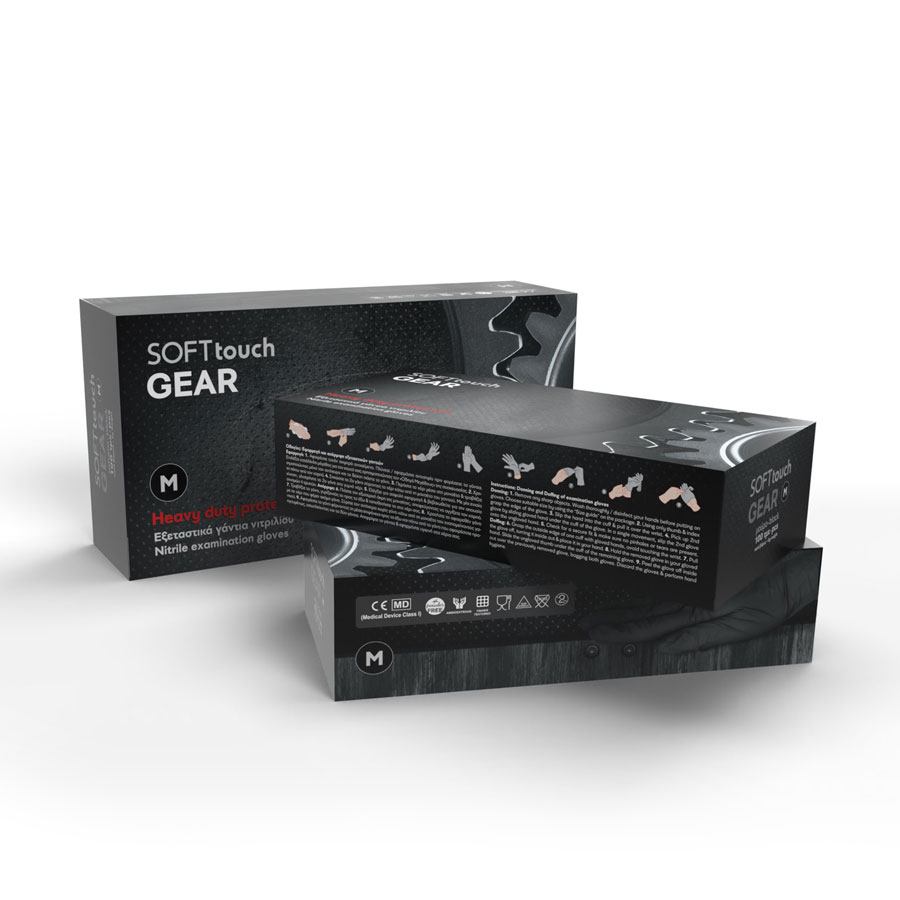 Γάντια Νιτριλίου SOFT Touch Gear Mαύρο | Συσκ : 100τμχ - Image 2